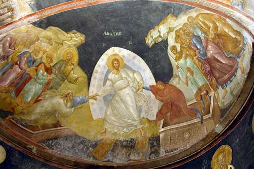 The Rerurrection of the Lord at the church of Christ of Chora, Constantinople (14 c).