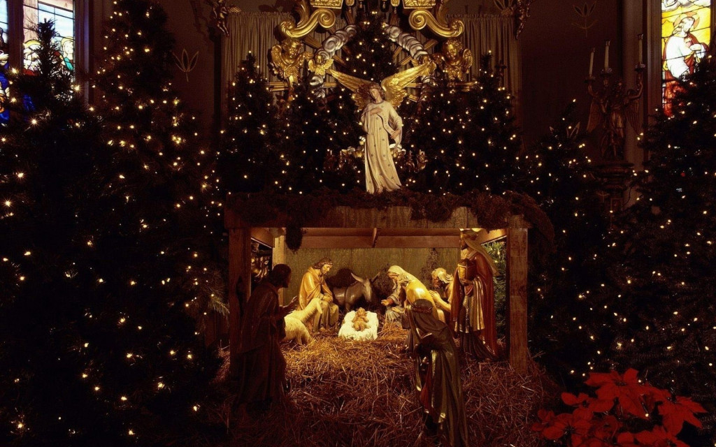 Christmas Tree Religious Nativity Christ