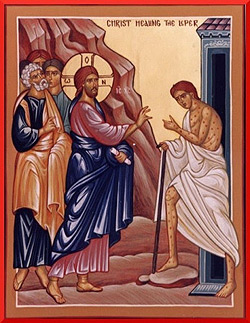 Jesus healing the leper