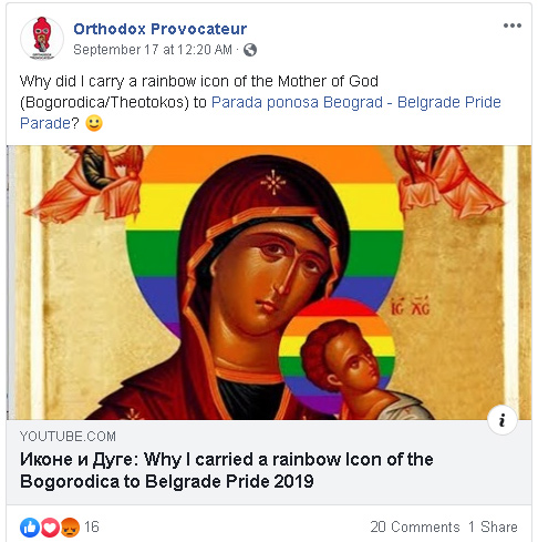 Orthodox Provocateur Desecrating an icon of the Theotokos 