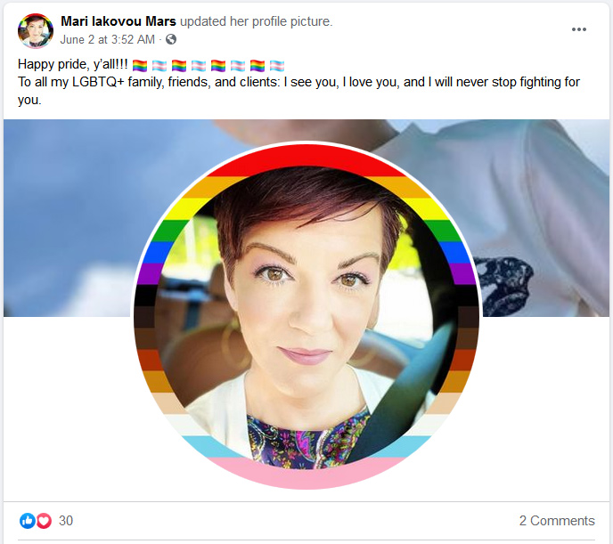 Mari Iakovou Mars Proudly and Publicly Celebrates LGBTQ Pride Month
