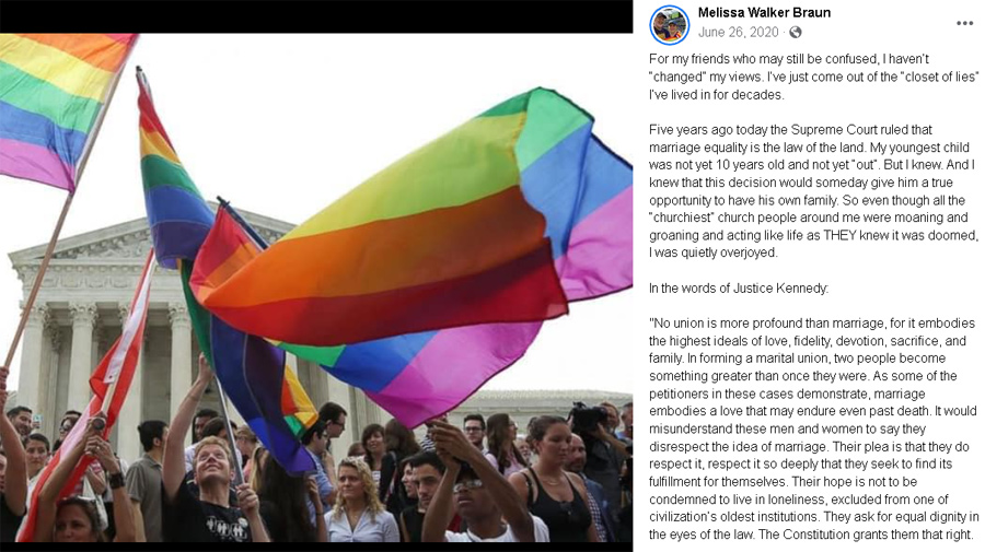 Melissa Walker Braun Supports Gay Marriage